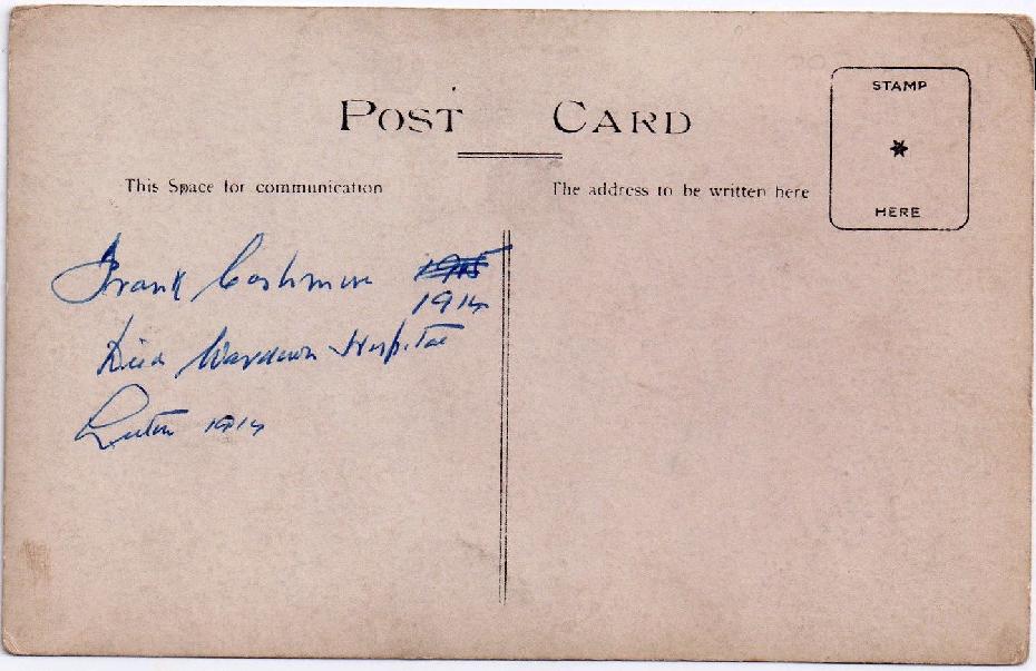 Frank Cashman postcard back