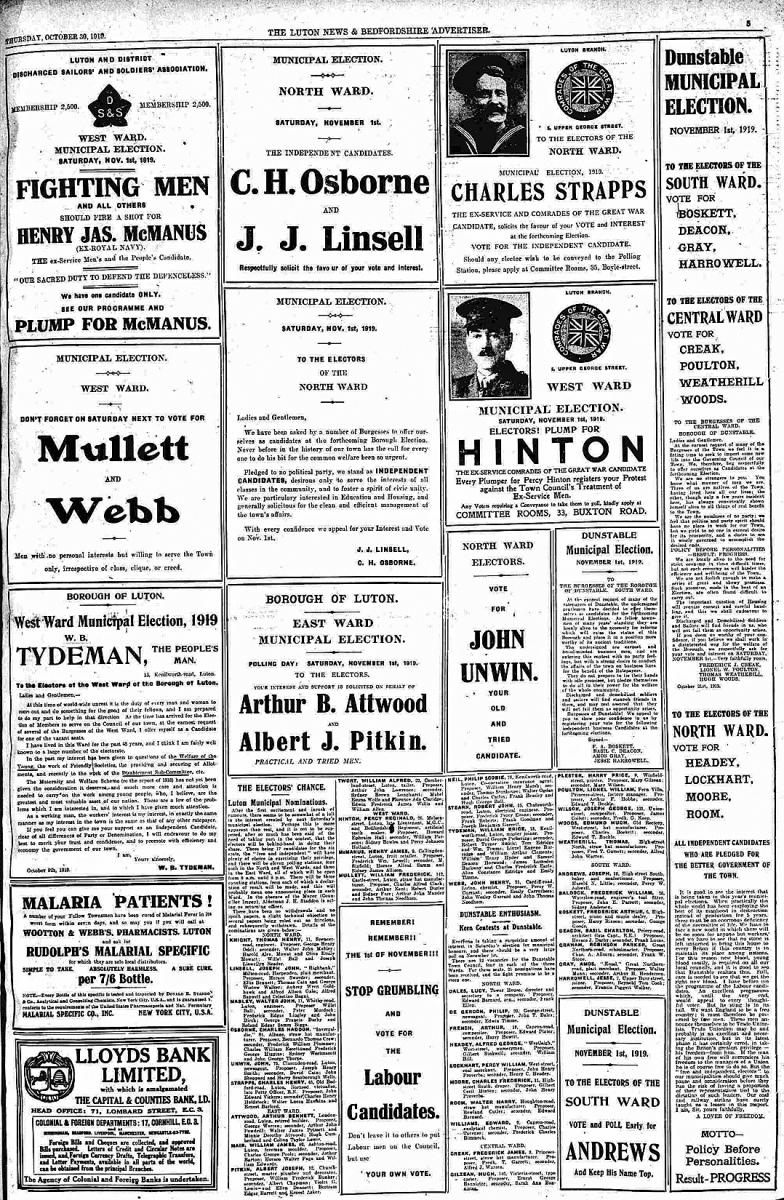 Town Council election adverts 1919