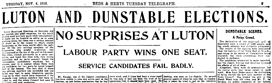 1919 Town Council elections headline