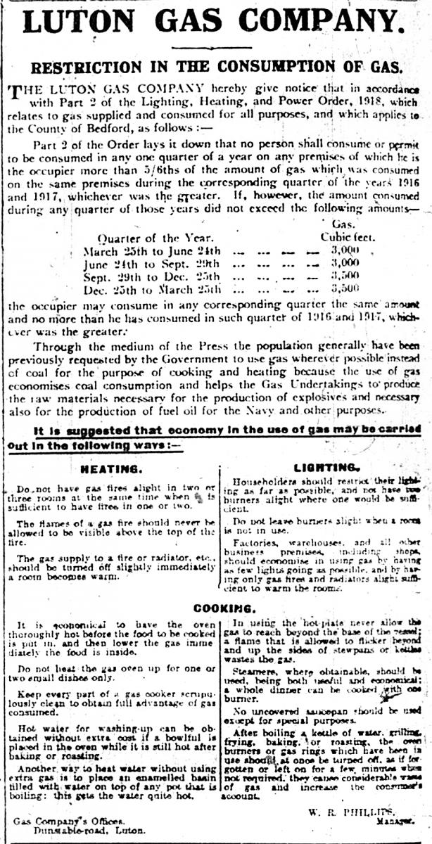 Gas restrictions 1918