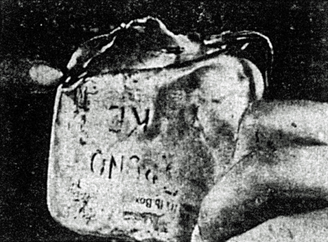 Henry Miles' shattered tobacco box