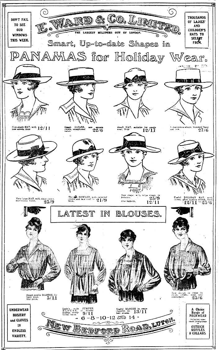 Hats advert, May 1917