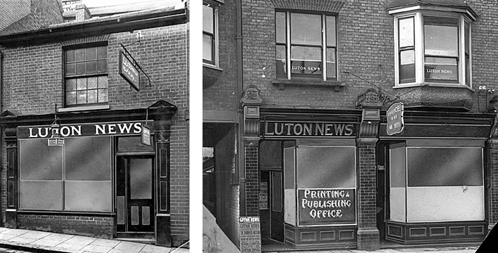 Luton News offices at 6 Wellington St (left) and 15 Manchester St