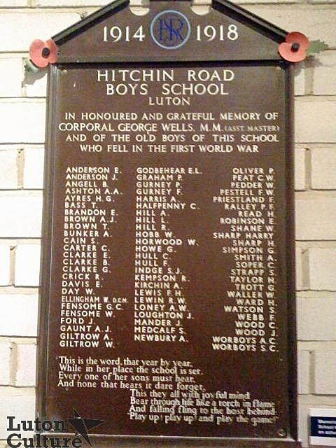 Hitchin Road Boys'School war memorial