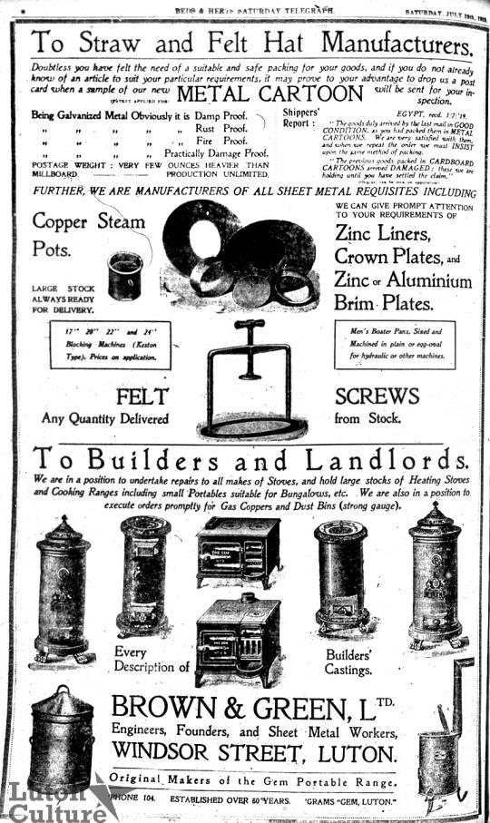 Brown & Green advert 1919